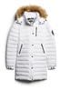 Superdry White Fuji Hooded Mid Length Puffer Jacket