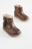 Bronze Brown Standard Fit (F) Warm Lined Tassel Detail Zip Boots, Standard Fit (F)