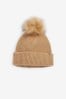 Camel Natural Pom Pom Beanie Hat (3-16yrs)