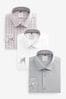 Grau/Weiß/Vichy-Karos - Reguläre Passform - Pflegeleichte Hemden mit einfacher Manschette im 3er-Pack, Regular Fit