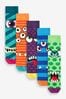 Bright Monsters Fun Pattern Socks 5 Pack, Regular