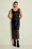 Black Sequin Column Dress