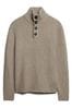 Superdry Beige Chunky Button High Neck Jumper