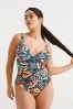 Simply Be Magisculpt Lose Up To An Inch Black Butterfly Print Longer Length Swimsuit