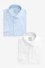 White/Blue Regular Fit Single Cuff Easy Care Shirts 2 Pack, Regular Fit