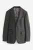 Green Slim Trimmed Check Suit: Jacket