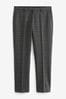Charcoal Grey Tailored Fit Trimmed Check Suit Trousers, Tailored Fit
