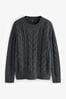 Charcoal Grey Ladder Stitch Cable Jumper