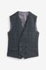 Charcoal Grey Regular Fit Trimmed Check Suit Waistcoat