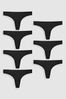 Black Thong Microfibre Knickers 7 Pack