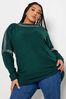 Green Yours Curve Studded Batwing Jumper