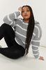 Grey Yours Curve Stripe Hooded Jumper