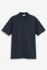 Blue Navy Slim Fit Short Sleeve Pique Polo Shirt, Slim Fit