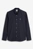 Black Long Sleeve Stretch Oxford Shirt, Slim Fit