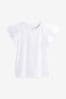 Weiß - T-Shirt mit Lochstickerei und Rüschenärmeln (3-16yrs)