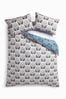 Blue 100% Cotton Reversible Floral with Pipe Edge Duvet Cover and Pillowcase Set