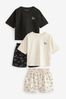 Black/White Smile Short Pyjamas 2 Pack (3-16yrs)