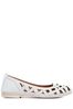 Pavers Ladies White Cut Out Leather Ballerina Pumps