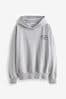 Grey Oversized Relaxed Fit New York Back Graphic Slogan Longline Hoodie