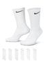 Nike White Crew Cushioned Socks Six Pack