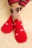 Red and Brown Reindeer Cosy Slippers Socks
