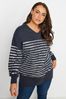 Yours Curve Blue Metallic Stripe Top