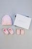 Emile et Rose Pink Hat, Booties And Mitts Gift Set