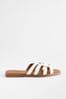 Tan Brown Forever Comfort® Leather Lattice Mules Sandals, Regular/Wide Fit