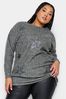 Yours Curve Grey Soft Touch Sequin Star Top