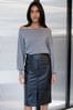 Threadbare Black Mid Length PU Faux Leather Skirt