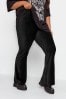 Yours Curve Black Cord Flare Trousers