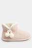 Yours Curve Pink Wide Fit Fluffy Chevron Boots Slippers