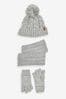 Grey Knitted Hat, Gloves and Scarf 3 Piece Set (3-16yrs)