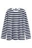 Navy/White J stripe print cotton shirt, Regular