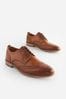 Tan Brown Wide Fit Leather Contrast Sole Brogue Shoes, Wide Fit