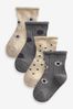 Grey White Flower Baby Socks 4 Packs (0mths-2yrs)