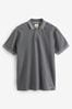 Slate Grey Tipped Short Sleeve Textured Polo Shirt