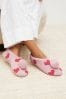 Pink Heart Knitted Footsie Slippers