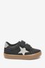 Black Star Touch Fastening Shoes, Wide Fit (G)