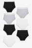 Monochrome Full Brief Lace Trim Cotton Blend Knickers 7 Pack, Full Brief
