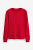 Red Cosy Lightweight Soft Touch Sleeve Detail Crew Neck Jumper