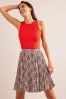 Boden Red Mini Pleated Skirt