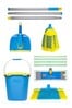 Wham Blue Flash Floor Clean Kit With Flat And Mighty Mop Bucket