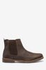 Brown Waxy Finish Leather Chelsea Boots