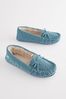 Blue Towelling Moccasins Slippers