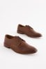 Dark Tan Brown Regular Fit Contrast Sole Leather Derby Shoes, Regular Fit