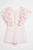 River Island Pink Girls Lace Sleeve Playsuit