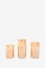 Gold Set of 3 Amber Glass LED Candles