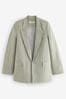 Khaki Green Textured Linen Blazer, Petite