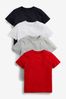 Red/White/Navy Short Sleeves T-Shirts 4 Pack (3-16yrs)